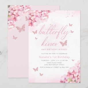 Niedlicher Schmetterling Pink Aquarell Floral 1. G Einladung