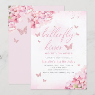 Niedlicher Schmetterling Pink Aquarell Floral 1. G Einladung