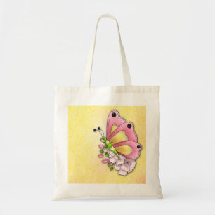 Niedlicher Schmetterling und Blume Tragetasche