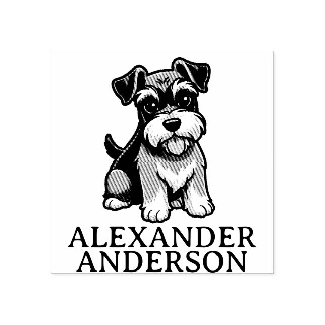 Niedlicher Schnauzer Cartoon Personalisieren Gummistempel (Prägung)