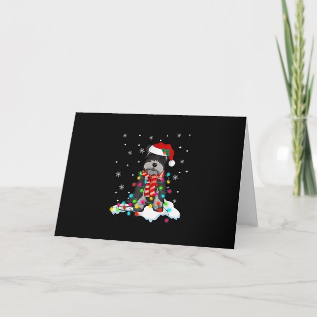 niedlicher Schnauzer Weihnachten mit Weihnachtsman Dankeskarte (Vorderseite)