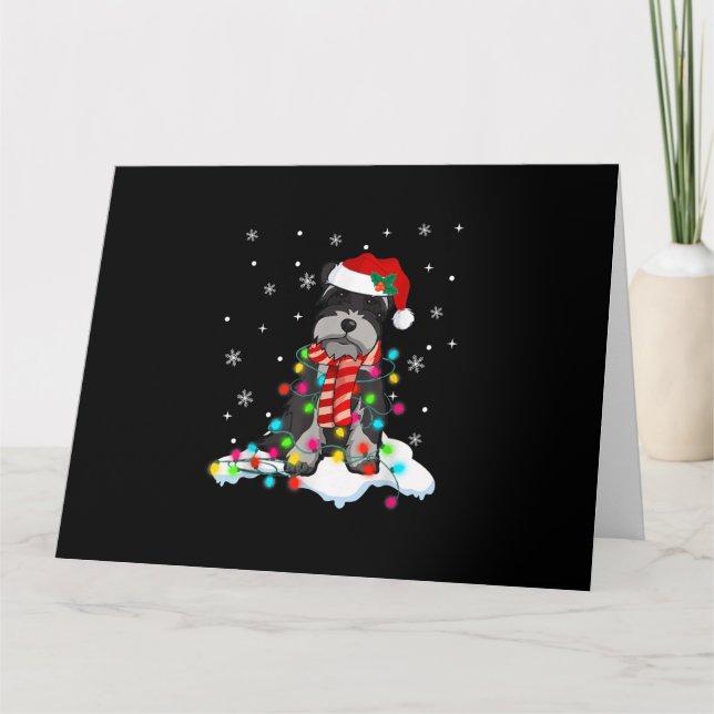 niedlicher Schnauzer Weihnachten mit Weihnachtsman Karte (Vorderseite)