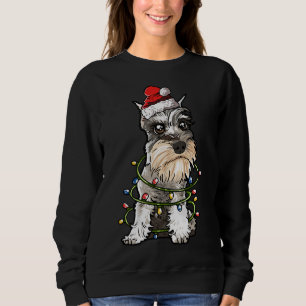 Niedlicher Schnauzer Weihnachtsbaum Lichter Weihna Sweatshirt