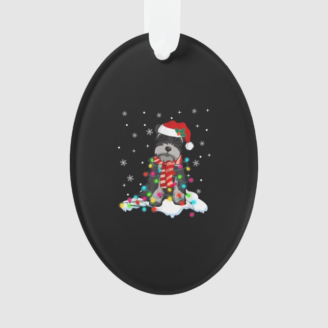 niedlicher Schnauzer-Weihnachtslicht mit Weihnacht Ornament (Vorderseite)