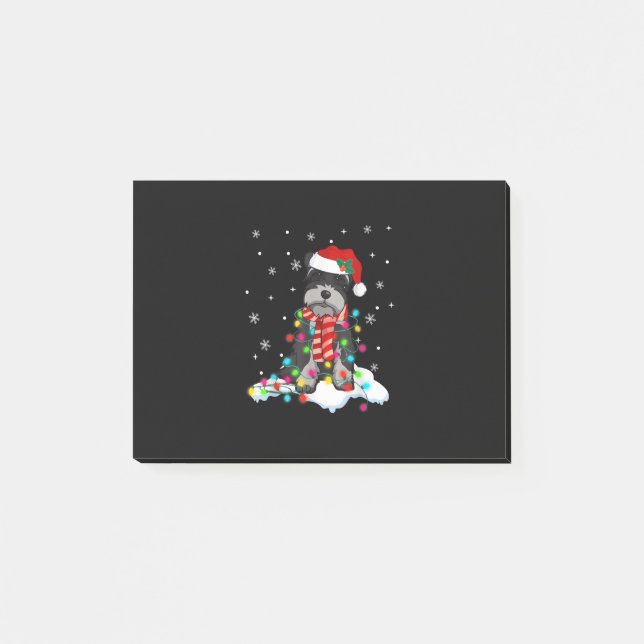niedlicher Schnauzer-Weihnachtslicht mit Weihnacht Post-it Klebezettel (Vorderseite)