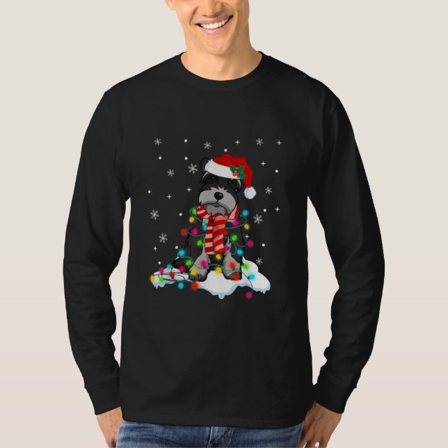 niedlicher Schnauzer-Weihnachtslicht mit Weihnacht T-Shirt (Vorderseite)