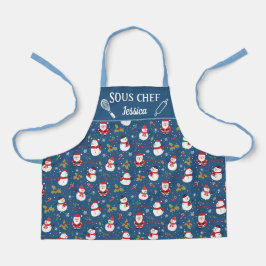 Niedlicher Schneefahrer Weihnachtsfamilie Schürze