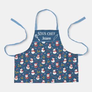 Niedlicher Schneefahrer Weihnachtsfamilie Schürze