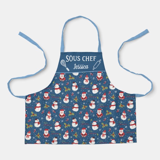 Niedlicher Schneefahrer Weihnachtsfamilie Schürze (Vorderseite)