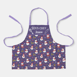Niedlicher Schneefahrer Weihnachtsfamilie Schürze