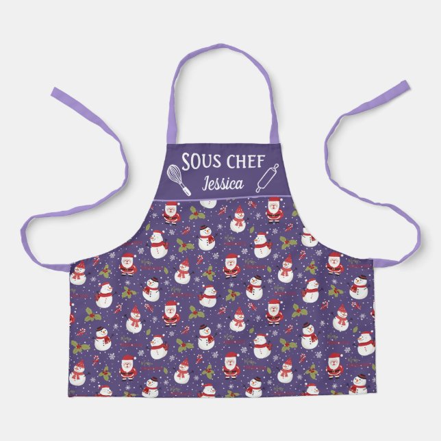 Niedlicher Schneefahrer Weihnachtsfamilie Schürze (Vorderseite)