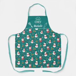 Niedlicher Schneefahrer Weihnachtsfamilie Schürze