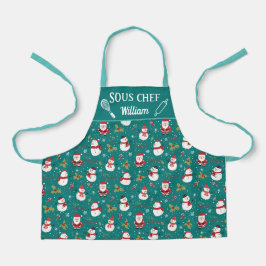 Niedlicher Schneefahrer Weihnachtsfamilie Schürze