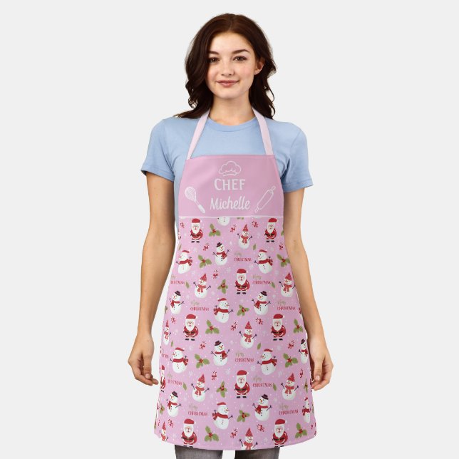 Niedlicher Schneefahrer Weihnachtsfamilie Schürze (Getragen)