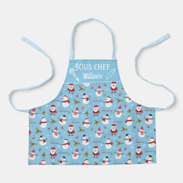 Niedlicher Schneefahrer Weihnachtsfamilie Schürze (Vorderseite)