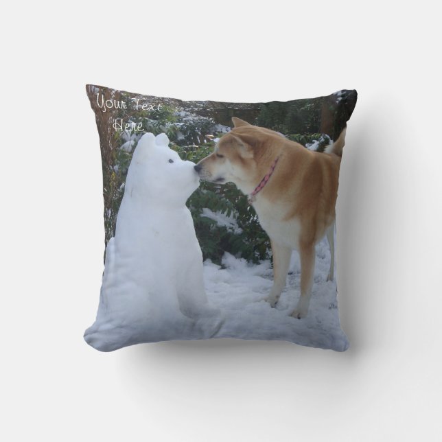 niedlicher Schneehund Kissen (Vorderseite)