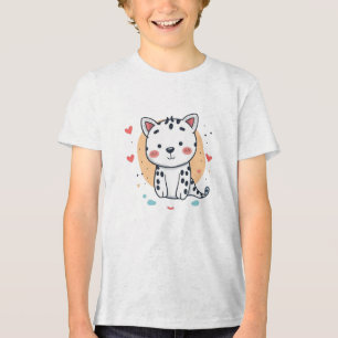 Niedlicher Schneeleopard mit Herz Tri-Blend Shirt