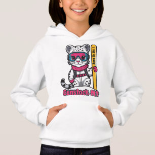 Niedlicher Schneeleopard Skipass Bergsee-Zauber Hoodie