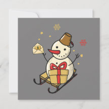 Niedlicher Schneemann auf einer Schlitten-Flachkar