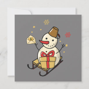 Niedlicher Schneemann auf einer Schlitten-Flachkar