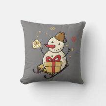 Niedlicher Schneemann auf Schlitten