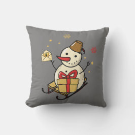 Niedlicher Schneemann auf Schlitten Kissen