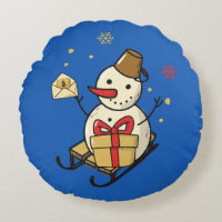 Niedlicher Schneemann auf Schlitten