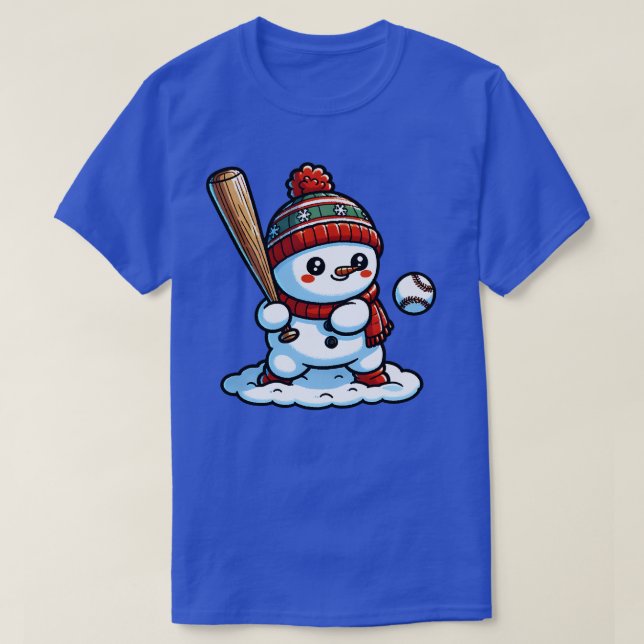 Niedlicher Schneemann Baseball T-Shirt (Design vorne)