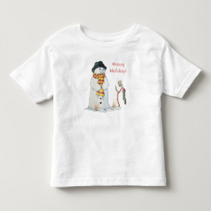 Niedlicher Schneemann bei Weihnachten im Schnee Kleinkind T-shirt
