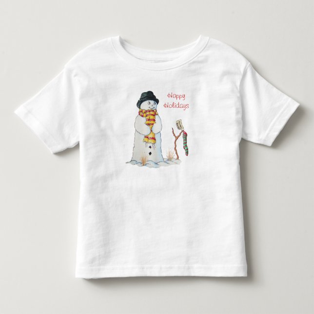Niedlicher Schneemann bei Weihnachten im Schnee Kleinkind T-shirt (Vorderseite)