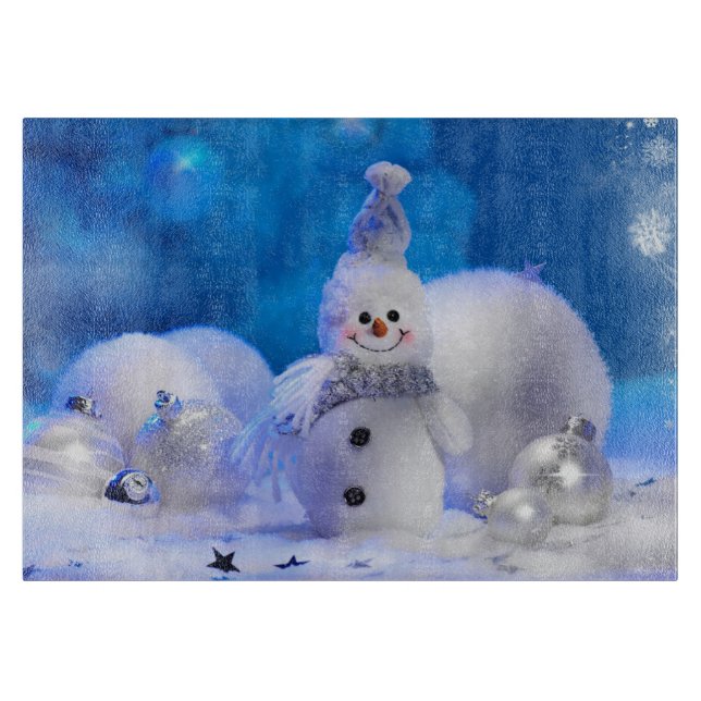 niedlicher Schneemann beschneidet Schneidebrett (Vorderseite)