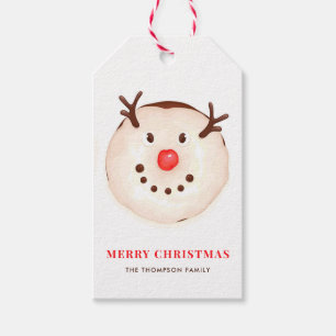Niedlicher Schneemann Donuts Weihnachten Geschenkanhänger