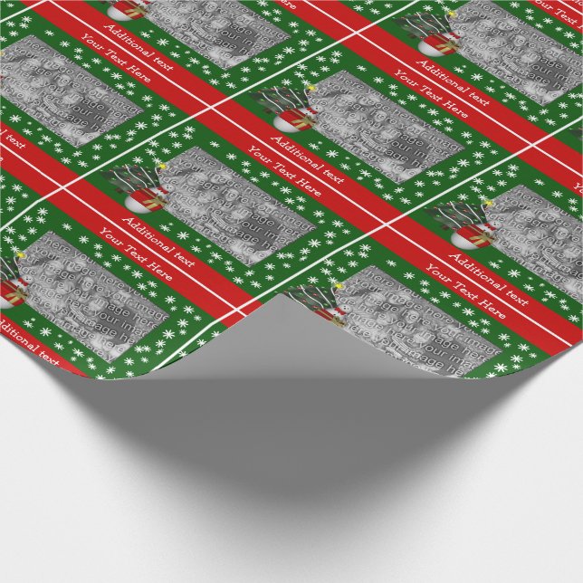 Niedlicher Schneemann Festbaum Dein Foto Personali Geschenkpapier (Ecke)
