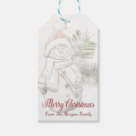 Niedlicher Schneemann, frohe Weihnachten Personali Geschenkanhänger