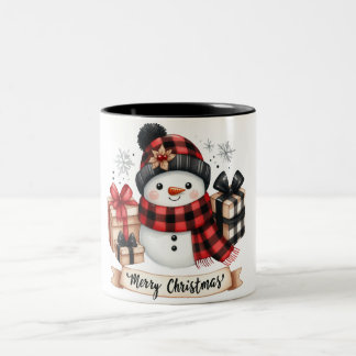 Niedlicher Schneemann / Frohe Weihnachten Zweifarbige Tasse