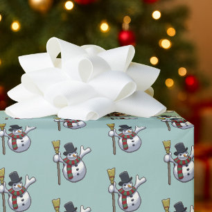 Niedlicher Schneemann Fröhliches Weihnachten Pixel Geschenkpapier
