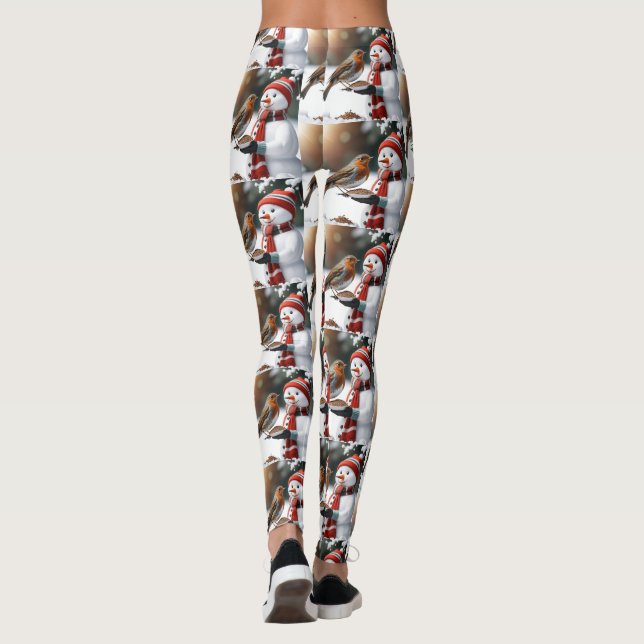 Niedlicher Schneemann fütterte ein robustes Weihna Leggings (Rückseite)