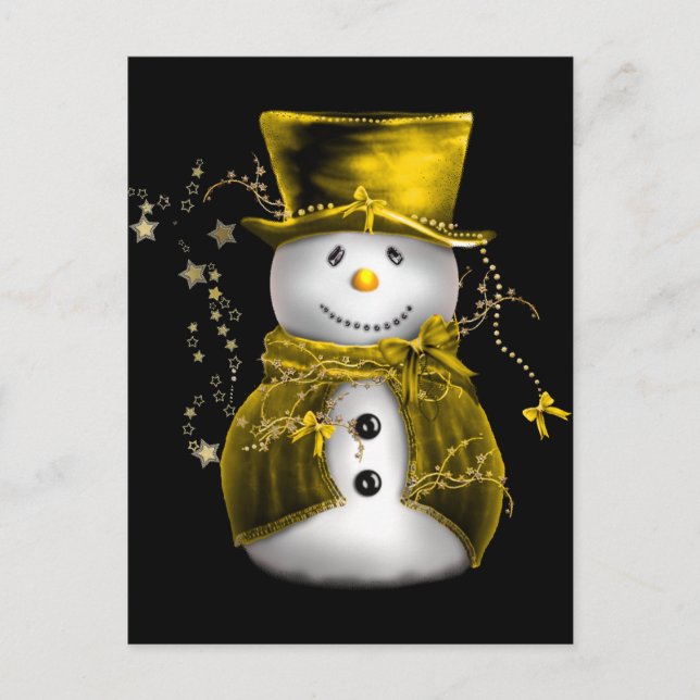 Niedlicher Schneemann in Gold Velvet Weihnachten (Vorderseite)