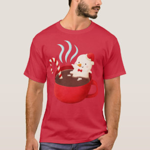 Niedlicher Schneemann in heißer Schokolade T-Shirt