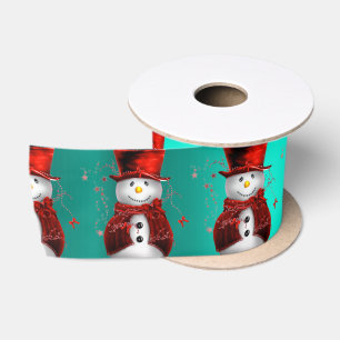 Niedlicher Schneemann in Red Velvet Weihnachten Satinband