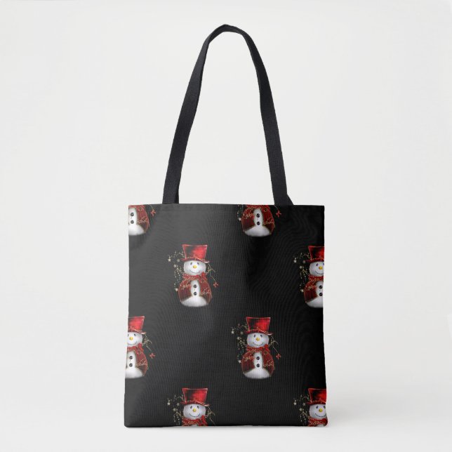 Niedlicher Schneemann in Red Velvet Weihnachten Tasche (Vorderseite)