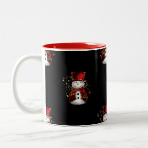 Niedlicher Schneemann in Red Velvet Weihnachten Zweifarbige Tasse