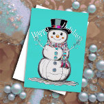 Niedlicher Schneemann in Scarf Happy Holidays Feiertagskarte<br><div class="desc">Unterkunft thematisch von Umua entworfen. Gedruckt und ausgeliefert von Zazzle oder ihren Partnern.</div>