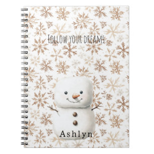 Niedlicher Schneemann-Kakao-Creme-Schneeflocken-We Notizblock