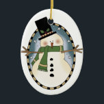 Niedlicher Schneemann Keramik Ornament<br><div class="desc">Rund schmückendes Ornament mit schönem Landschaftsbild eines festlichen Schneemanns,  mit dekoriertem Hut und Schal. Große Weihnachtsbaumschmuck wird jeder genießen. Wunderschönes Geschenk für jeden Land Kunstliebhaber.</div>