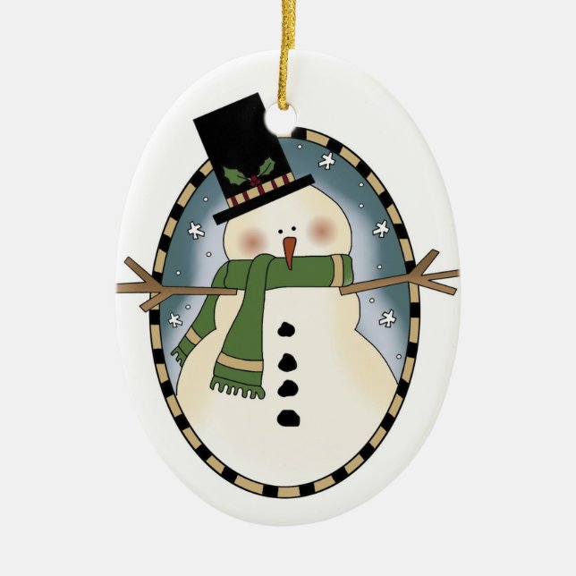 Niedlicher Schneemann Keramik Ornament (Vorne)