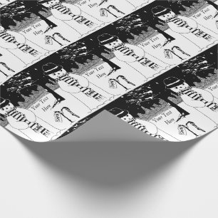 niedlicher Schneemann lächelt schwarz-weiß Weihn Geschenkpapier