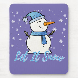 Niedlicher Schneemann lassen es Schnee Weihnachtsf Mousepad