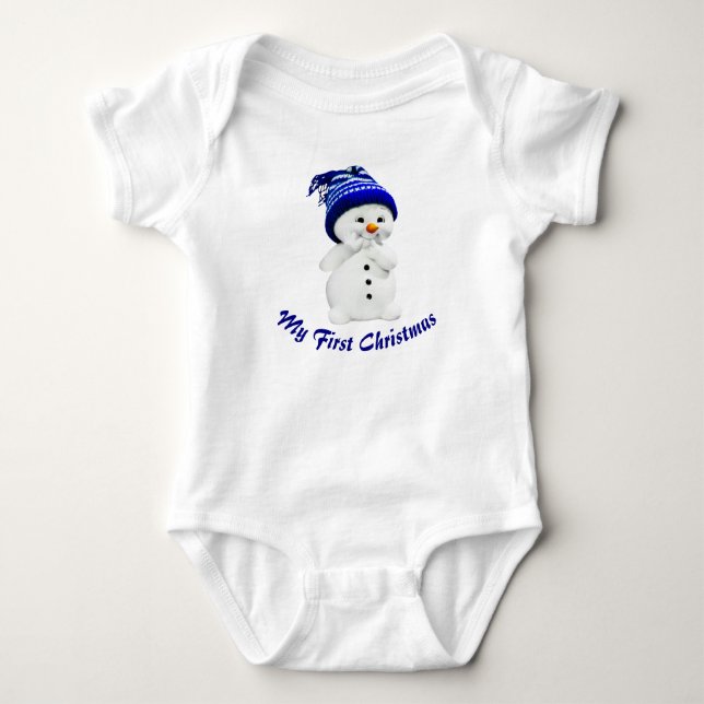 Niedlicher Schneemann mit Blue Hat Baby Baby Strampler (Vorderseite)