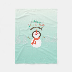 Niedlicher Schneemann mit fröhlicher Weihnachts-Ty Fleecedecke